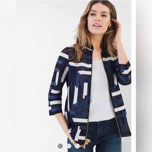 Chico’s Traveler Strip Jacket Size 1 (missy size medium/8) Sheer w/White & Blue
